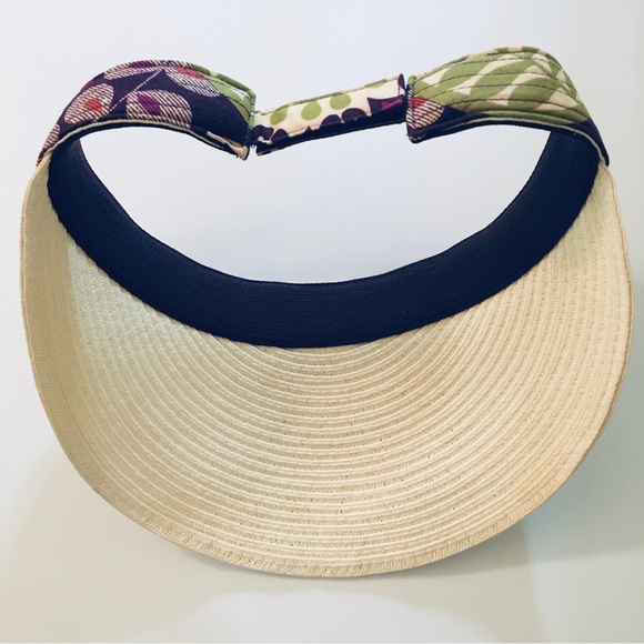 Vera Bradley Retired Plum Crazy Straw Visor Adjustable Sun Hat - Picture 7 of 15